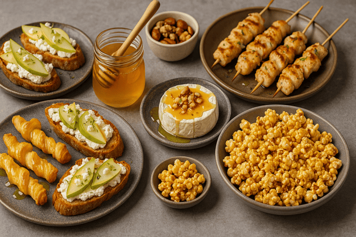 užkandžiai su medumi įmonės vakarėliui